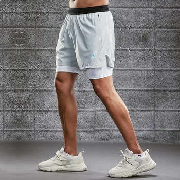 Спортни къси панталони Мъжки спортни дрехи Двуслойни шорти за бягане 2 в 1 Фитнес панталон Летен Фитнес тренировка Шорти за бягане