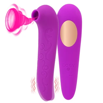 Стоки за възрастни Вибриращ вибратор с вендузата за зърната на гърдите, клитора, секс играчки за жени, смучене вибратор с двойно предназначение