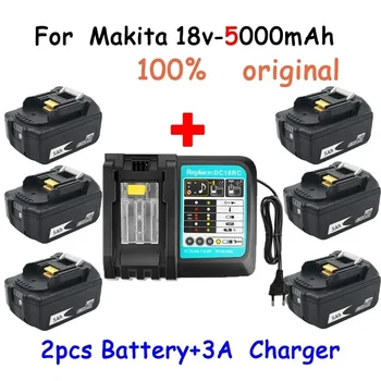 Със Зарядно устройство BL1860 Акумулаторна Батерия 18 V 5000mAh литиево-йонна за Makita 18v Батерия 6ah BL1840 BL1850 BL1830 BL1860B LXT400