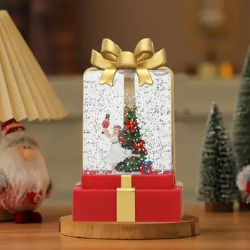 Тенис на Коледна лампа във формата луксозни кутии Коледа 3d лампа Дядо Коледа, Снежен човек, Елха, нощна светлина с блестящи пайети за Коледа