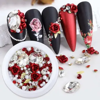 Тренировки за нокти-арт от смола, декорации за нокти под формата на рози, амулети за нокти със собствените си ръце, за да проверите за нокти-арт, цветя и кристали за нокти, декорации за маникюр.