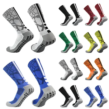 футболни чорапи-модел в ивица на ток 2023 г., нови нескользящие чорапи с квадратна силиконово изземване под формата на сот, футболни чорапи calcetines hombre е