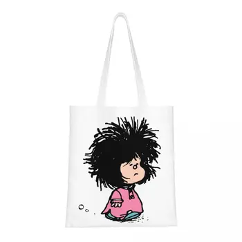 Хумористичен Манга Mafalda Чанта за пазаруване в магазин за хранителни стоки Смешни Quino Argentina Мультяшная Холщовая пазарска чанта През рамо Чанта с голям капацитет